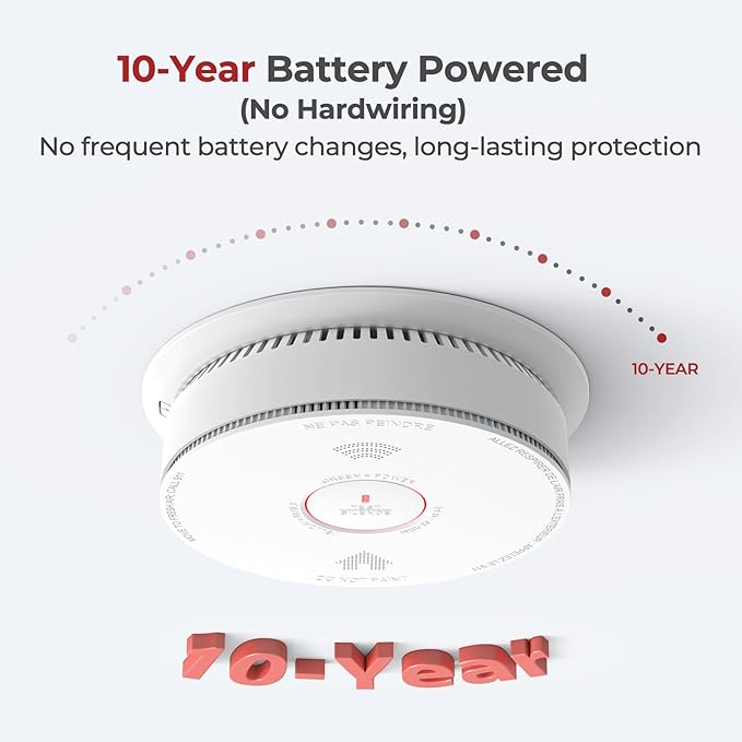 Smoke Detector Carbon Monoxide Detector Combo 10 Year Battery with Bilingual Voice Alerts,UL 217-9th Standard Fire Smoke & Carbon Monoxide Alarms for Home Standalone Model 5 Pack