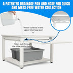 Washer and Dryer Pedestals with Pullout-Shelf - 24" W, 18" H, White Steel Universal Fit with Major Brands | Laundry Pedestal with Drain Pan & Hose | Washer Stand for Back Pain Relief, 800 lbs Capacity