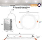 24 Pack 6 Inch Canless Recessed LED Ceiling Lights with Junction Box - 6000K Daylight , 1050LM High Brightness, 12W 110W Eqv, Ultra-Thin LED Recessed Lighting for Bedroom Kitchen Living Room Hallway