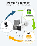 《100% Wire-Free》Wireless Outdoor Security Camera System, Solar Powered WiFi Cameras Systems with PIR Motion Detection, Home Video Surveillance DVR Kits