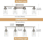 4-Light Track Lighting Fixtures, Rotatable Track Head Bathroom Vanity Light Ceiling Spotlight Brushed Nickel, Seeded Glass Shades