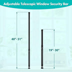 Window Security Bar, 2-in-1 Adjustable 17.9 to 51 Inch Slidingdoor Security Bar Security Bar for Home Pet Children Women Security Balcony Sliding Door Patio Door Security Apartment Window 2pack Black