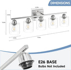 Modern Brushed Nickel 5 Light Bathroom Vanity Light, 31 inch Bathroom Light Fixtures with Clear Glass for Mirror Kitchen Living Room Hallway Cabinet Porch