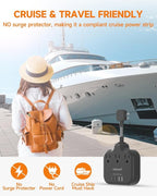 Short Extension Cord 2 inch, Short Cord Power Strip with 3 Outlets 4 USB(2 USB-C) 17W, Flat Outlet Extender, Non-Blocking, Non-Surge Protection for Cruise Travel Dorm Kitchen Bathroom, Black