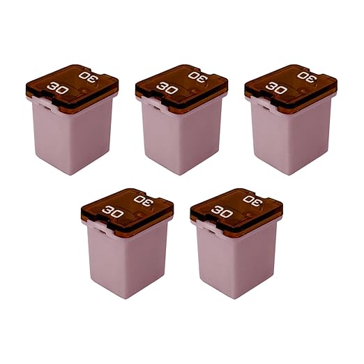 30 Amp J-Case Low Profile (Mini) Fuse 16mm for Pickup Trucks, Cars and SUVs (30A, 5 Pack)