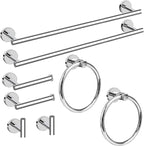Cilee 8 Piece Polished Chrome Bathroom Hardware Set, 24inch Bathroom Towel bar+Towel Ring+Toilet Paper Holder+ Robe Towel Hook, SUS304 Stainless Steel Bathroom Accessory Set