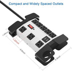 CCCEI Heavy Duty Power Strip with USB, Workshop 8 Outlet Surge Protector 2700 Joules, Industrial Metal 15Amp Power Strip, 20 FT Extension Cord and Wide Spaced Grey.