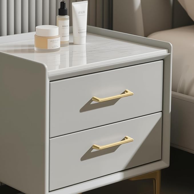 3 Pack 3 Inch(76mm) Hole Center Modern Brushed Gold Cabinet Pull Handle Timeless Vanity Drawer Pull Handle Classic Cabinet Hardware for Kitchen Dresser Bathroom, Screws Included, B-Gold(3x3)