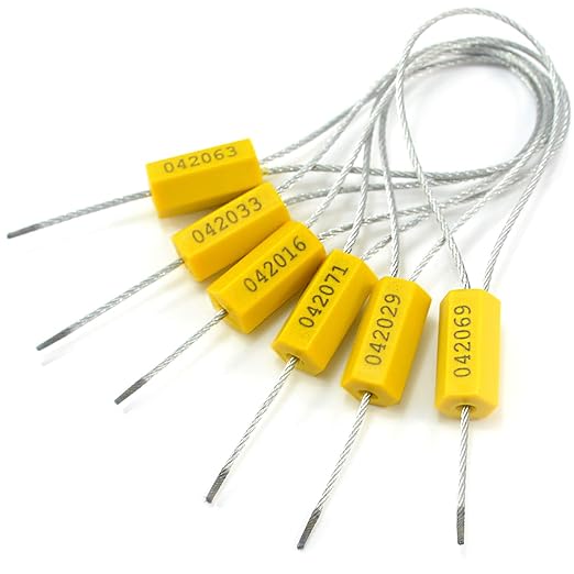 2000 pcs Tamper Proof Security Cable Wire Seals Numbered Pad-Lock Pull-Tite Security Tag Straps for Trailers, Cargo, Truck (Yellow)