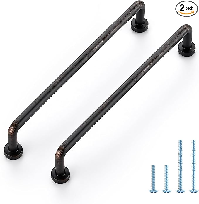 JOY DECOR Cabinet Pulls – 6-1/4 Inch Hole Center, Oil Rubbed Bronze, 2 Pack, Zinc Alloy Cabinet Handles for Drawers & Cupboard – Vintage Style Hardware for Kitchen, Bathroom, Dresser