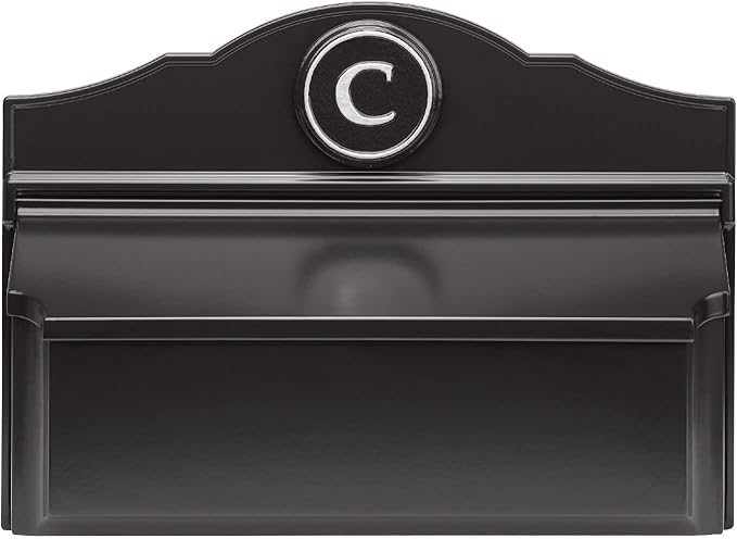 Whitehall Custom Wall Mount Mailbox Package - Mail Box with Monogram, Sand Cast Aluminum, Classic Design Black Personalized in Silver