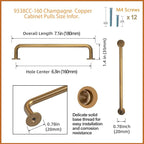 Goo-Ki 6 Pack Champagne Copper Cabinet Drawer Pulls Kitchen Hardware - 6.3"(160mm) c-c Bar Pull Dresser Handles for Cupboard Bathroom Closet Wardrobe