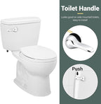 Toilet Handle Lever Flush Replacement Universal Toilet Handle Lever for American Standard/Mansfield Toilet, Front Mount Zinc Alloy Toilet Flush Handle with H2 Brass Arm