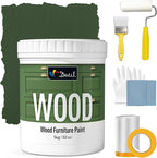 DWIL Matte Finish Furniture Paint - 32 Oz Wood Paint for Cabinets, Doors, Tables, and Dressers Refinishing - Water-Based, Non-Toxic & Odorless, Easy to Apply(Olive Green)-With Tools