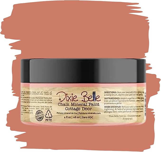 Dixie Belle Paint Company Chalk Finish Furniture Paint - Cottage Door (4oz) - Matte Dusty Coral Chic Chalk Mineral DIY Furniture Paint