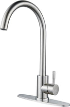 Single Handle High Arc Brushed Nickel Kitchen Faucet Stainless Steel Commercial Single Hole Kitchen Sink Faucet, Modern One Hole Bar Sink Faucet with Deck Plate