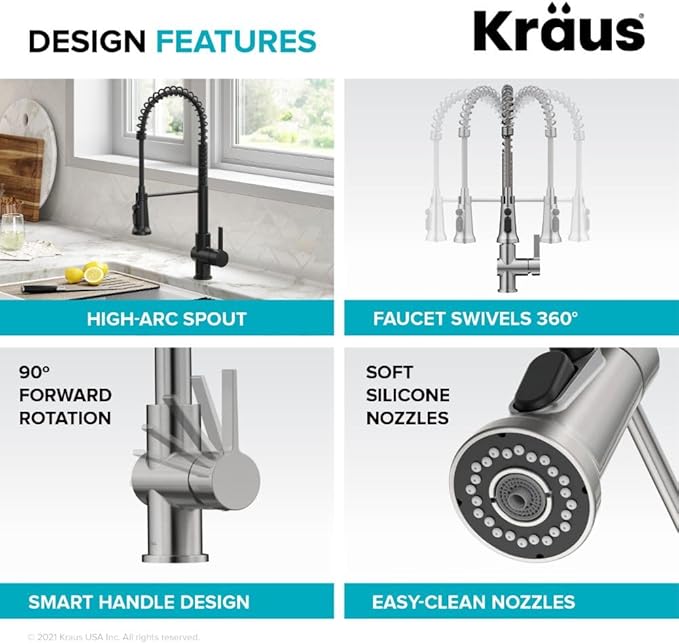 KRAUS Britt 2-in-1 Commercial Style Pull-Down Single Handle Water Filter Kitchen Faucet for Reverse Osmosis or Water Filtration System in Matte Black, KFF-1691MB