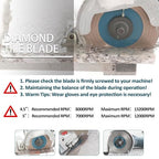 Diamond Tile Saw Blade 5" 125mm Cut Off Wheel for Cutting and Grinding Porcelain Ceramic Tile Marble Artificial Stone
