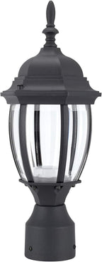 LIT-PaTH LED Outdoor Post Lighting Fixture, Pole Lantern, 9.5W 800 Lumens, 5000K Daylight White, Aluminum Housing Plus Glass, Matte Black Finish, 1-Pack