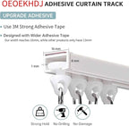 Self Adhesive Curtain Track Ceiling Or Wall No Drill Rod, Adhesive Curtain Rod For Windows Cabinet Closet Bathroom Shower (128 Inch)
