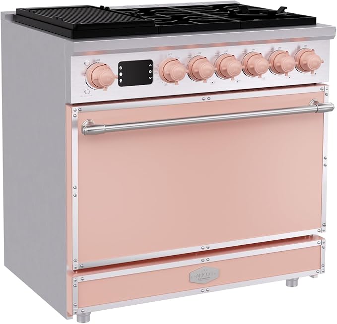 Akicon 36" Freestanding Gas Cooktop Oven Combo, Features 6 Sealed Burners, 5.2 Cu.ft Rapid Convection Oven, Convertible Fuel (NG/LP), Durable Cast Iron Grating (LPSLPSB3)