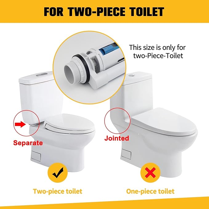 KERDE 2-Inch Automatic Toilet Flusher - Dual Flush Valve with Button, Repair Kit for 2-Piece Toilet (2F-19CM)