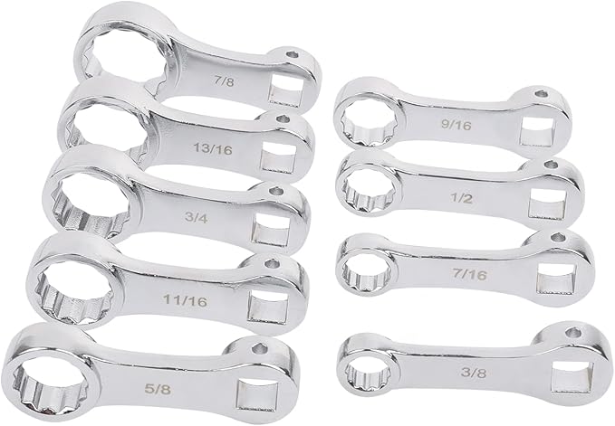 9-Piece Torque Adapter Set - 12-Point Box End Torque Adapter Extension Set - 3/8-Inch Drive for Hard to Reach Places - Includes 3/8", 7/16", 1/2", 9/16", 5/8", 11/16", 3/4", 13/16", 7/8"