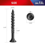 #8 x 1-1/2" Deck Screws (143Pcs) 1lb. Carbon Steel, Black, Flat Head, Rust Resistant epoxy Coated, with T25 Star Bit