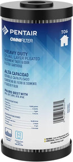Pentair OMNIFilter TO6 Carbon Water Filter, 10-Inch, Whole House Heavy Duty Big Blue Dual Layered Pleated Sediment and Carbon Wrap Taste & Odor Replacement Cartridge, 10" x 4.5", 5 Micron