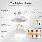 LVWIT LED Recessed Light 4Inch, 5CCT Can Lighting with White Cover, Color Selectable Dimmable Downlight with E26 Conversion Kit, 2 Pack