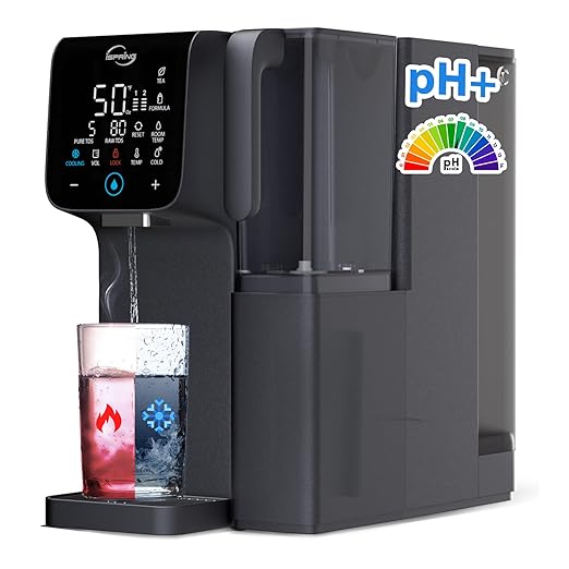 iSpring RCD100HCG Hot & Cold Reverse Osmosis System Countertop, Alkaline RO Water Filter Dispenser, 9 Temperature & 6 Dispensing Volume Options, TDS & Filter Lifespan Monitor, Plug and Play