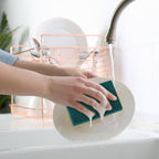 Hoolerry 150 Pcs Heavy Duty Scouring Pads Non Scratch Household Scrub Pads for Cleaning Reusable Pan Scrubber Anti Grease Scrubbing Pads for Dish Kitchen Metal Grills, 4.3 x 3 x 0.3 in (Green)