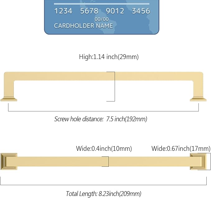 10 Pack 7.5 Inch Gold Cabinet Pulls, Kitchen Hardware