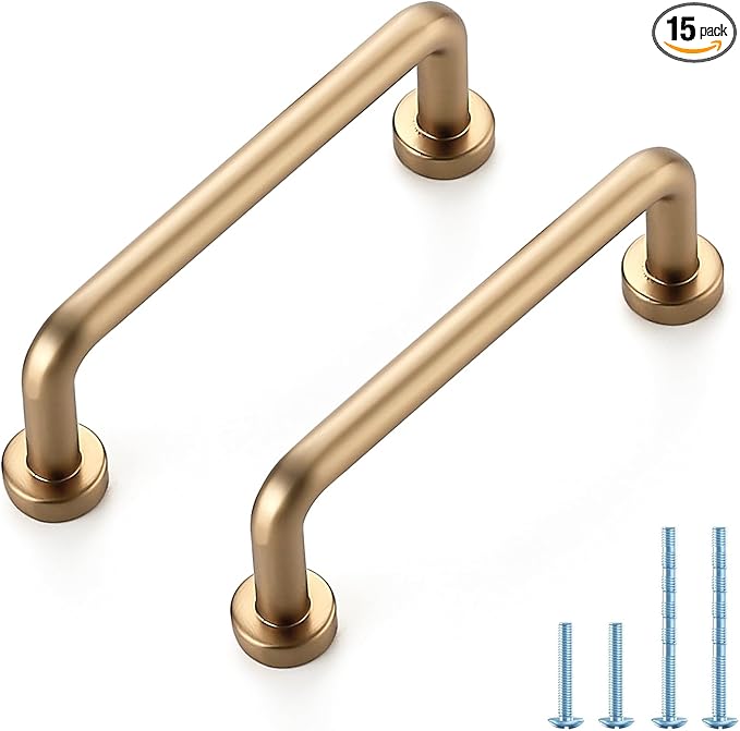 JOY DECOR Cabinet Pulls – 3 Inch Hole Center, Champagne Bronze, 15 Pack, Zinc Alloy Cabinet Handles for Drawers & Cupboard – Vintage Style Hardware for Kitchen, Bathroom, Dresser, Furniture Makeover