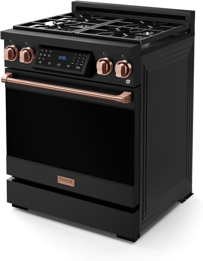 Gordon Ramsay by THOR Kitchen 30 Inch Professional Liquid Propane Range with Tilt Panel Touch Control in Black/Rose Gold
