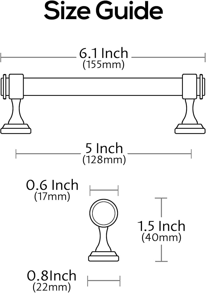 Alzassbg 10 Pack Antique Brass Cabinet Pulls, 5 Inch(128mm) Hole Centers Cabinet Handles Kitchen Hardware Straight Bar for Cabinets and Drawer AL3082AB