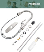 APPASO Patented Kitchen Faucet with Pull Down Sprayer and Soap Dispenser - Single Handle Stainless Steel Brushed Nickel High Arc Pull Out Kitchen Sink Faucets with Deck Plate