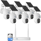Hiseeu Solar Camera Wireless Outdoor, Home Security Camera System, 2.4G & 5G WiFi, Solar-Powered 4MP 6 Cam-Kit, Color Night Vision, 360° View, Pan & Tilt, 1TB HDD, No Subscription