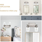 2-Light Wall Sconce Spotlight with Seeded Glass Shade, Modern Brushed Nickel Ceiling Track Lighting for Hallway Bathroom