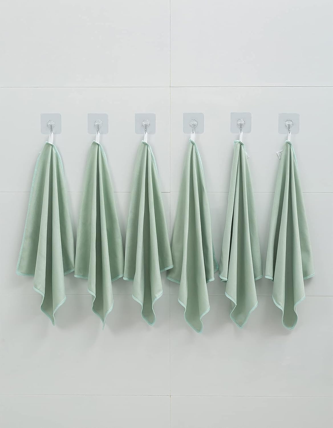 6 Pack Microfiber Glass Cleaning Cloth, 16 Inch X 16 Inch, Lint Free Quickly Clean Window, Glasses, Windshields, Mirrors, and Stainless Steel, Green