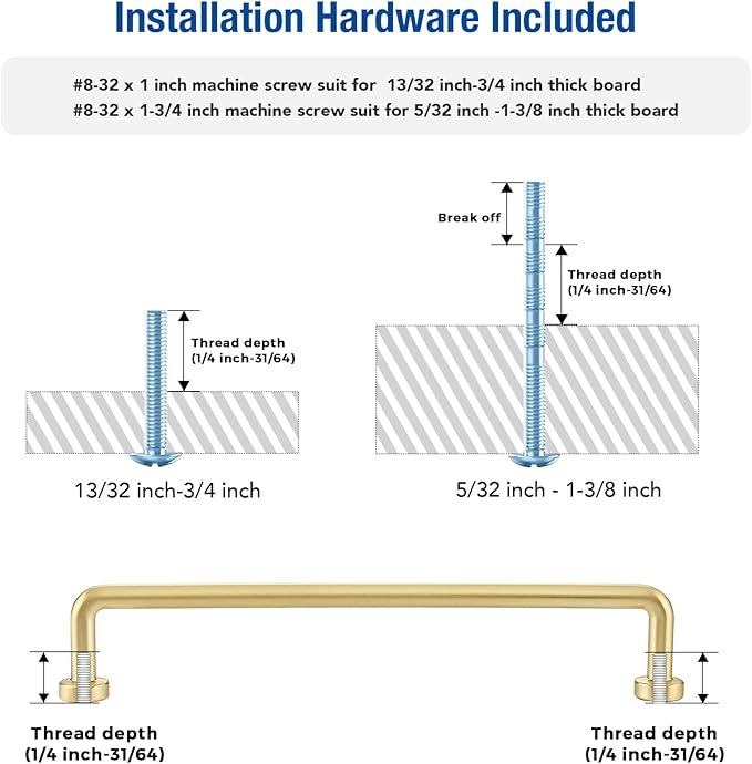 JOY DECOR Cabinet Pulls – 6-1/4 Inch Hole Center, Brushed Brass, 30 Pack, Zinc Alloy Cabinet Handles for Drawers & Cupboard – Vintage Style Hardware for Kitchen, Bathroom, Dresser, Furniture Makeover