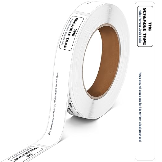 1 Roll Sealable Tape 3/4 x 6 250 Labels Surface Waterproof Stop Liquid Leaks Tapes Wrapping Toiletries, Bottle, Jar Lids to Form Leakproof Seal for Transportation Shipping