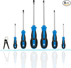 Magnetic Screwdriver Sets 6 PCS,Screwdriver Set with Bag,Flat Head Phillips Screwdriver, Non-Slip Cushion Grip for Repair Home Improvement,Blue & Black