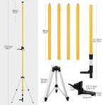 12Ft/3.7M Professional Telescoping Laser Level Pole with Tripod & Universal Mount - 1/4”-20 & 5/8”-11 Adapters | Adjustable Laser Pole Mount for Rotary/Line Lasers(Yellow)