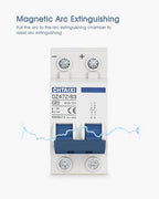 DC Miniature Circuit Breaker, 2 Pole 500V 20 Amp Isolator for Solar PV System, Thermal Magnetic Trip, DIN Rail Mount, Chtaixi DC Disconnect Switch C20
