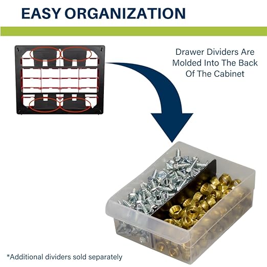 Akro-Mils 24-Drawer Plastic Drawer Storage Cabinet for Garage Organization, Bead Organizer, Building Bricks Storage, Teacher Toolbox, Makeup Organizer, 20-Inch W x 6-Inch D x 16-Inch H, 10124 Red