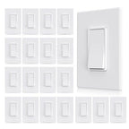 AIDA Matte White Single Pole Decors Light Switch with Screwless Wall Plate Cover, 15Amp, 120/277V, Paddle Rocker Switch Replacement, On/Off Wall Switch,Residential Grade, UL/CUL (20 Pack)