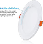 TORCHSTAR 12-Pack 6 Inch 5CCT LED Recessed Lighting with Night Light, Anti-Glare Baffle Trim, 2700K3000K3500K4000K5000K, High CRI90, 12W Dimmable Ultra-Thin Canless Wafer Downlight, ETL