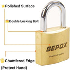 SEPOX 16 Pcs 40mm Heavy-Duty Solid Brass Padlocks with Same Keys 24 Pcs, Weather Proof Body 40mm 1-9/16", Anti-Rust & Anti-Cut Shackle, Outdoor Lock Keyed Alike for Gates, Shed, Fence, Gym Locker