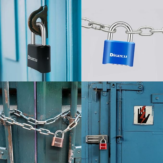 2 Pack disecu 4 Digit Combination Lock, Heavy Duty Outdoor Waterproof Padlock for School Gym Locker, Fence, Gate, Storage Unit, Toolbox (Blue)